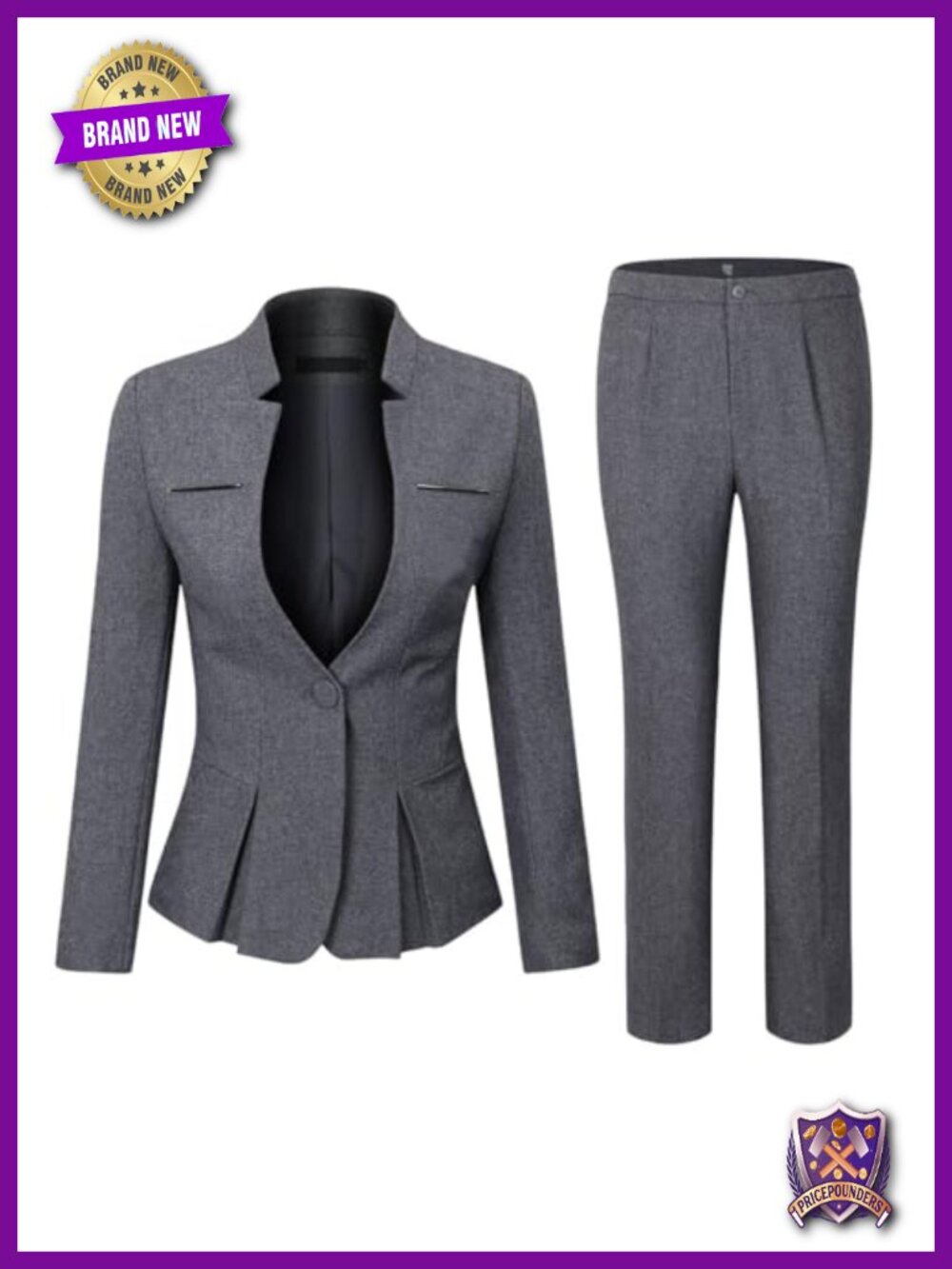 Elegant Business 2 Piece Office Suit Set Blazer Pant Polyester